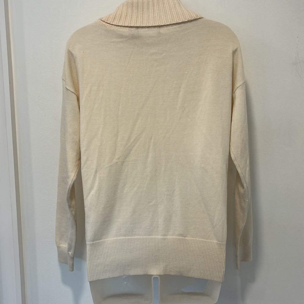 KAREN MILLEN Cream Color Wool Blend Cowl Neck Sweater Size 3 - Picture 7 of 7